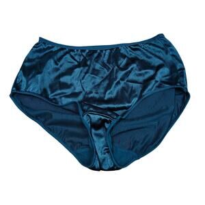 Vintage Hanes Shiny Second Skin Satin Glossy Panties Brief 7 L Deep Green Glossy
